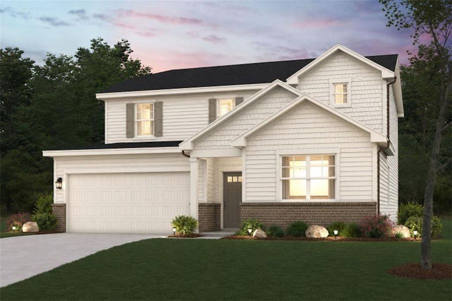 Front exterior of a new home in Reserve at Gum Springs, Jefferson, GA, highlighting curb appeal (Image 1). Front exterior of a new home in Reserve at Gum Springs, Jefferson, GA, highlighting curb appeal (Image 1).