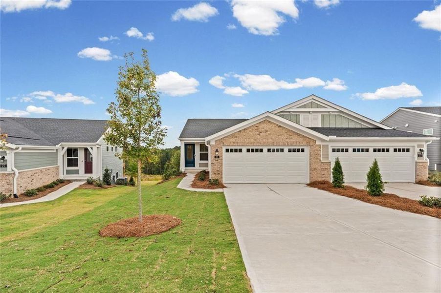 Front exterior of a new home in Villas at Gold Creek, Dawsonville, GA, highlighting curb appeal (Image 17).