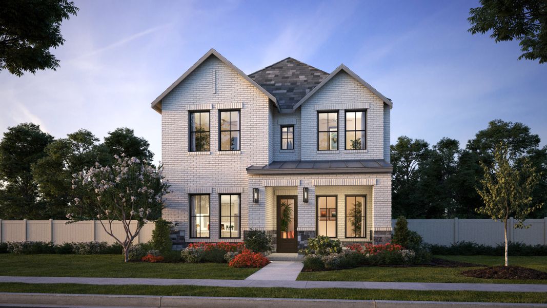 Representative exterior photo of a completed home built from the Gabriel by Normandy Homes in Hazelwood 40' Series, Frisco, TX (Image 2).