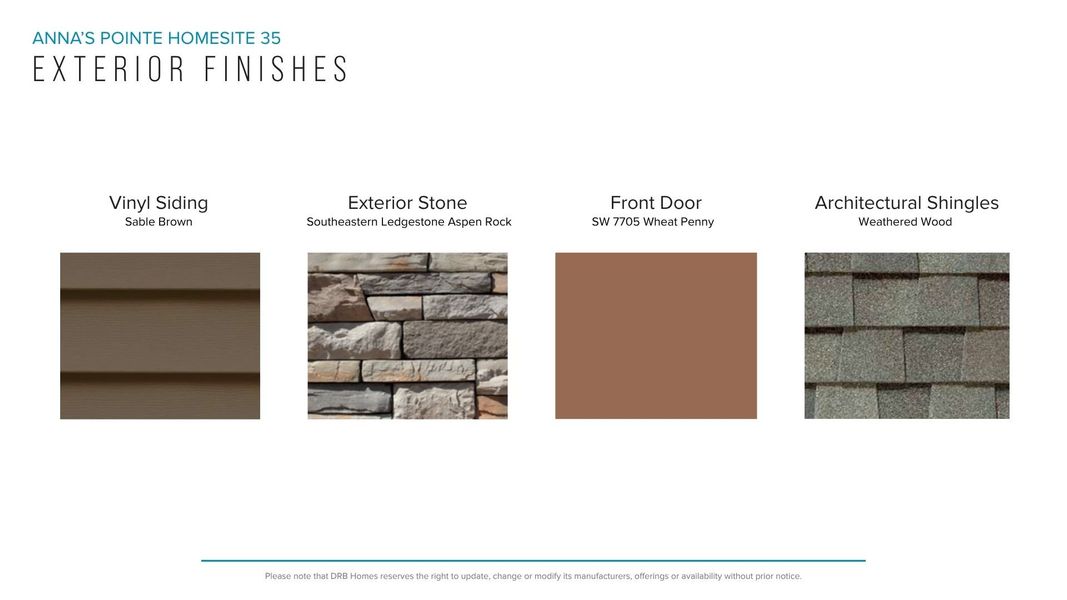 Sample of building materials used in homes in Anna's Pointe, Simpsonville (Image 32).