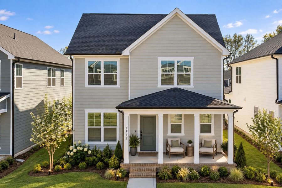 Representative exterior photo of a completed home built from the Richton by Pulte Homes in Saunders Farm, Fuquay Varina, NC (Image 17). Representative exterior photo of a completed home built from the Richton by Pulte Homes in Saunders Farm, Fuquay Varina, NC (Image 17).