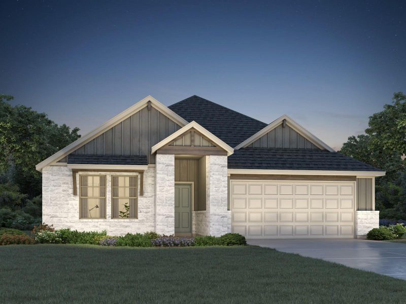 Front exterior of a new home in Riverbend at Double Eagle - Boulevard Collection, Cedar Creek, TX, highlighting curb appeal (Image 1). Front exterior of a new home in Riverbend at Double Eagle - Boulevard Collection, Cedar Creek, TX, highlighting curb appeal (Image 1).