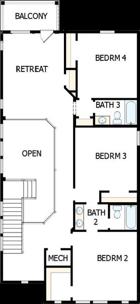 2D floor plan layout of this home in Revel Crossing at Wolf Ranch - The Panorama Collection, Colorado Springs, CO (Image 6).
