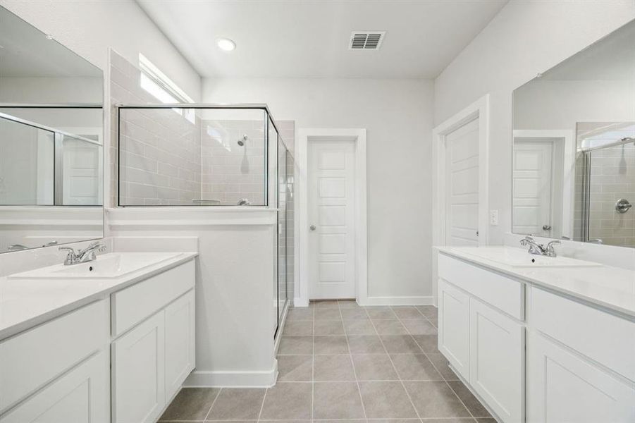 Primary Bathroom in the Masters home plan by Trophy Signature Homes – REPRESENTATIVE PHOTO Primary Bathroom in the Masters home plan by Trophy Signature Homes – REPRESENTATIVE PHOTO