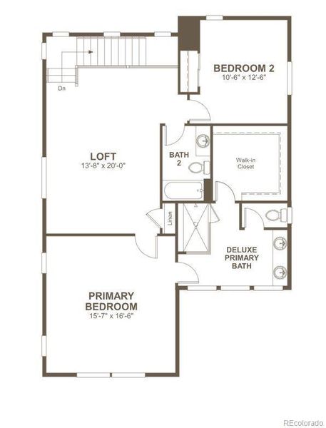 2D floor plan layout of this home in The Summit at Meridian, Englewood, CO (Image 3).