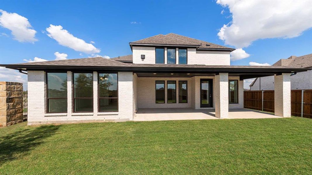 Exterior details and patio area of a home in Mosaic 50', Celina (Image 3). Exterior details and patio area of a home in Mosaic 50', Celina (Image 3).