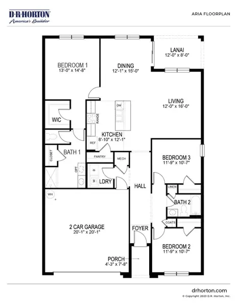 2D floor plan layout of this home in Cypress Bay West, Palm Bay, FL (Image 4).