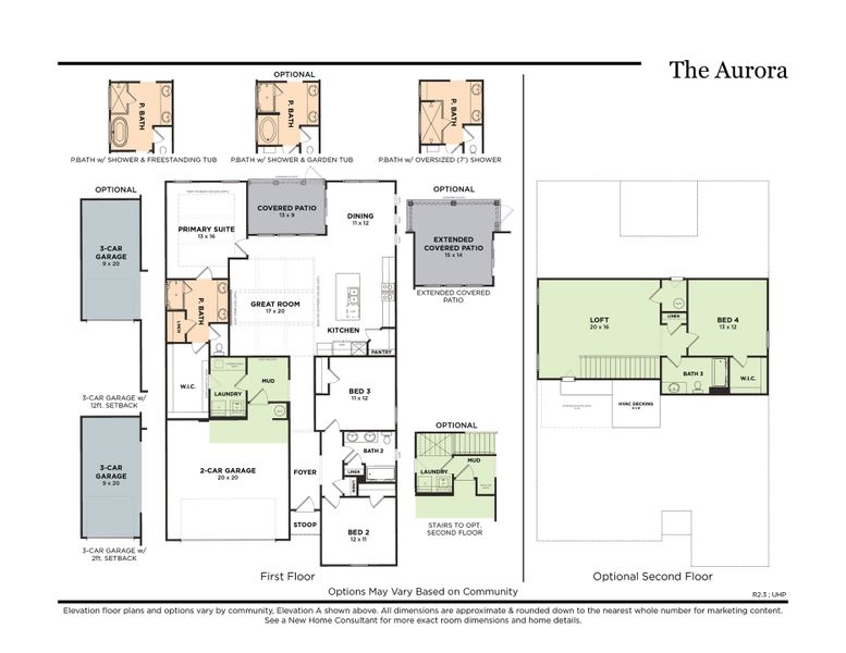 The Aurora with Gourmet Kitchen & Opt. 3-Car Garage (R2.3)
