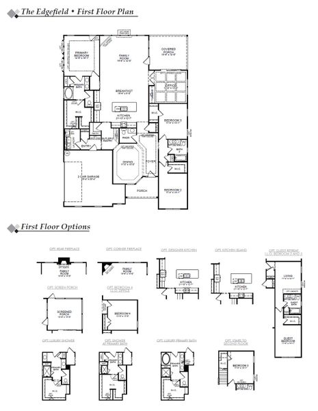 2D floor plan layout of this home in The Village at Horse Creek, Graniteville, SC (Image 2).