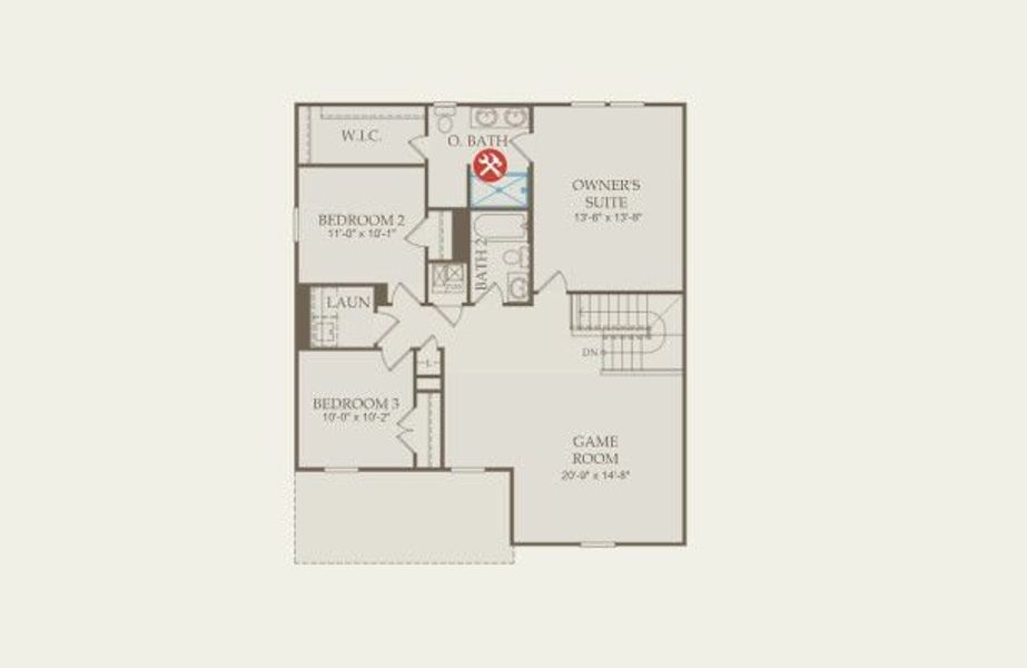 2D floor plan layout for the Sandalwood by Centex in Lily Springs, Seguin, TX (Image 5).