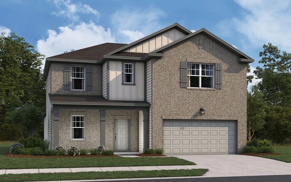 Representative exterior photo of a completed home built from the Sagan by Starlight Homes in Sunterra Lakes, Brookshire, TX (Image 20).