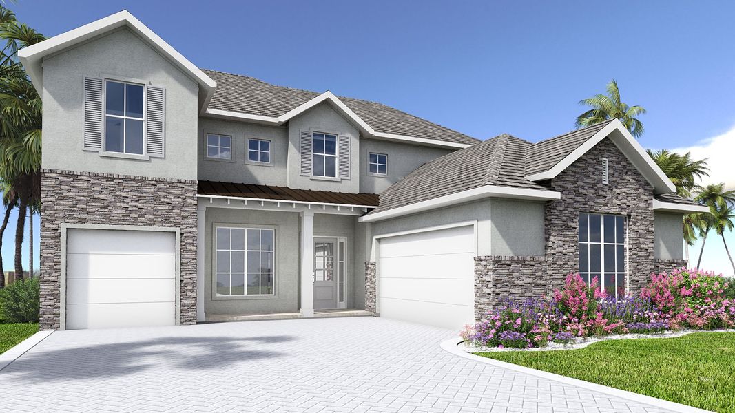 Representative exterior photo of a completed home built from the 3301F by Perry Homes in Glynlea Country Club 60', Port St. Lucie, FL (Image 8).