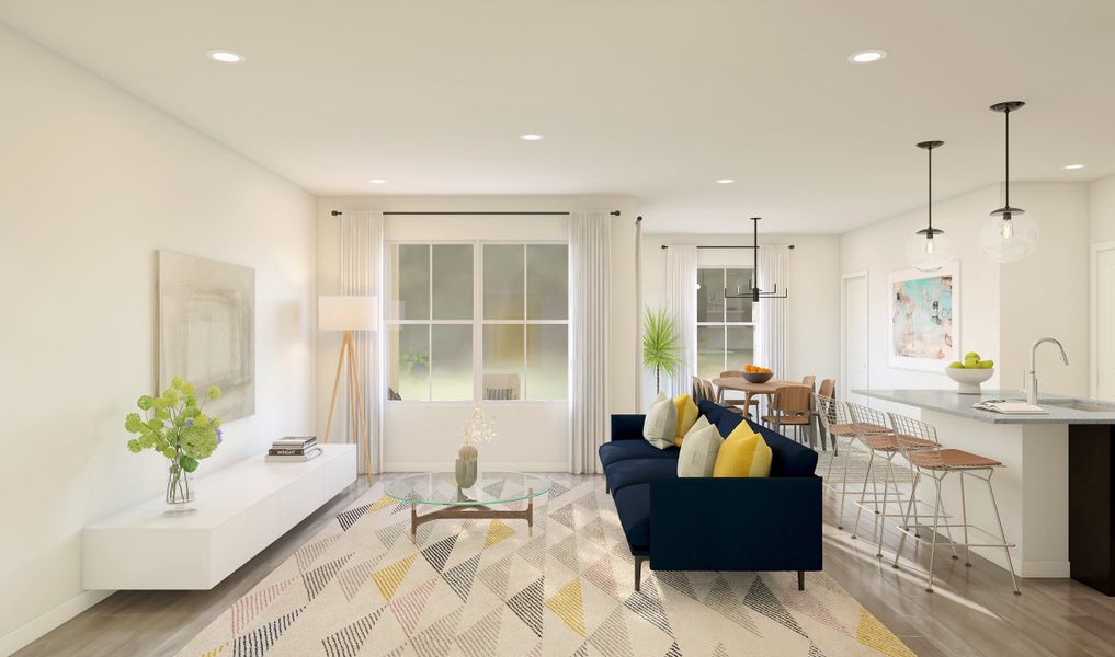 Great room with low-profile LED lighting