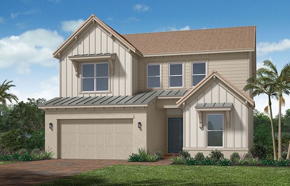 Representative exterior photo of a completed home built from the Birchwood Grand by Minto Communities in Westlake, Loxahatchee, FL (Image 6). Representative exterior photo of a completed home built from the Birchwood Grand by Minto Communities in Westlake, Loxahatchee, FL (Image 6).