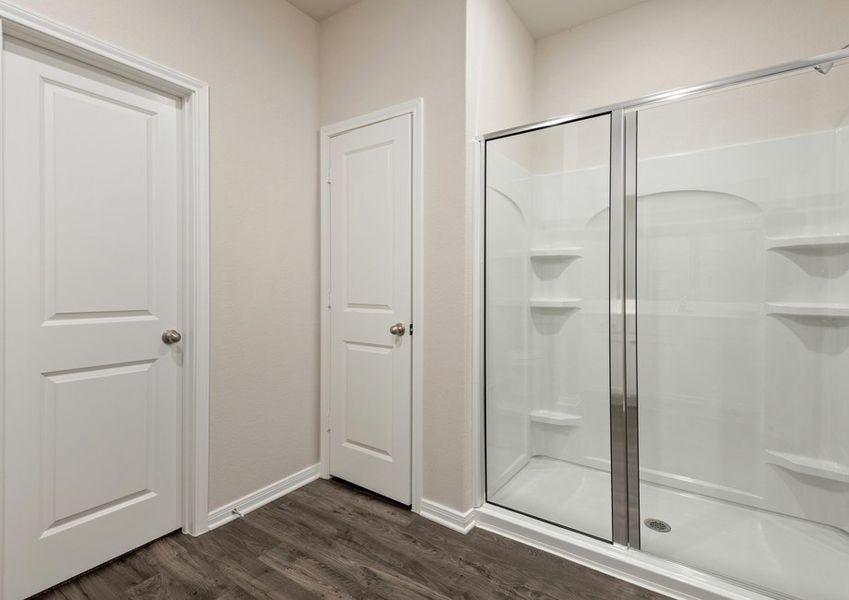 Step-in shower in the master bathroom