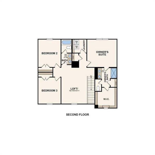 2D floor plan layout of this home in Union Heights, Flowery Branch, GA (Image 3).