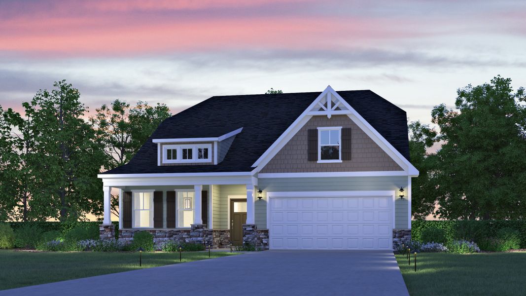 Front exterior of a new home in Foxbank, Gray Court, SC, highlighting curb appeal (Image 1). Front exterior of a new home in Foxbank, Gray Court, SC, highlighting curb appeal (Image 1).