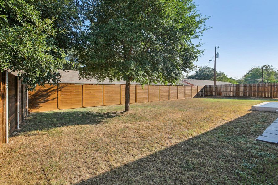 View of fenced backyard