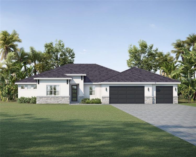 Front exterior of a new home in , Orlando, FL, highlighting curb appeal (Image 1).