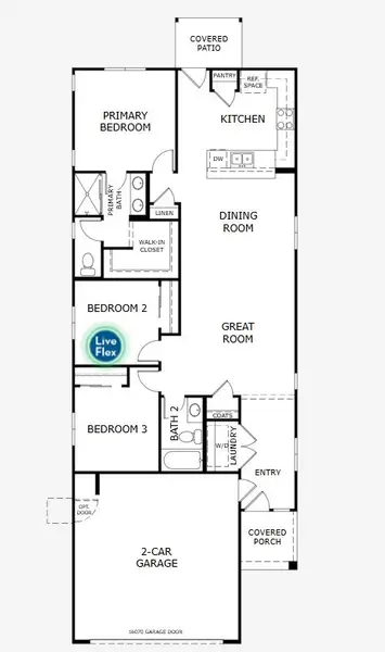 2D floor plan layout for the Horizon by Landsea Homes in Wildera – Crest Series, San Tan Valley, AZ (Image 3). 2D floor plan layout for the Horizon by Landsea Homes in Wildera – Crest Series, San Tan Valley, AZ (Image 3).