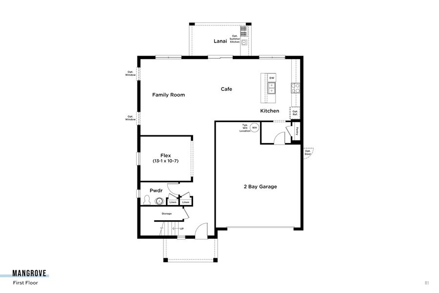 2D floor plan layout for the Mangrove by DRB Homes in Lakeside at Satilla, St. Cloud, FL (Image 3).