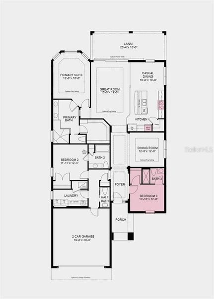 Floor Plan - Additional highlights include: gourmet kitchen, bedroom and full bathroom in place of flex, and 8' interior door
