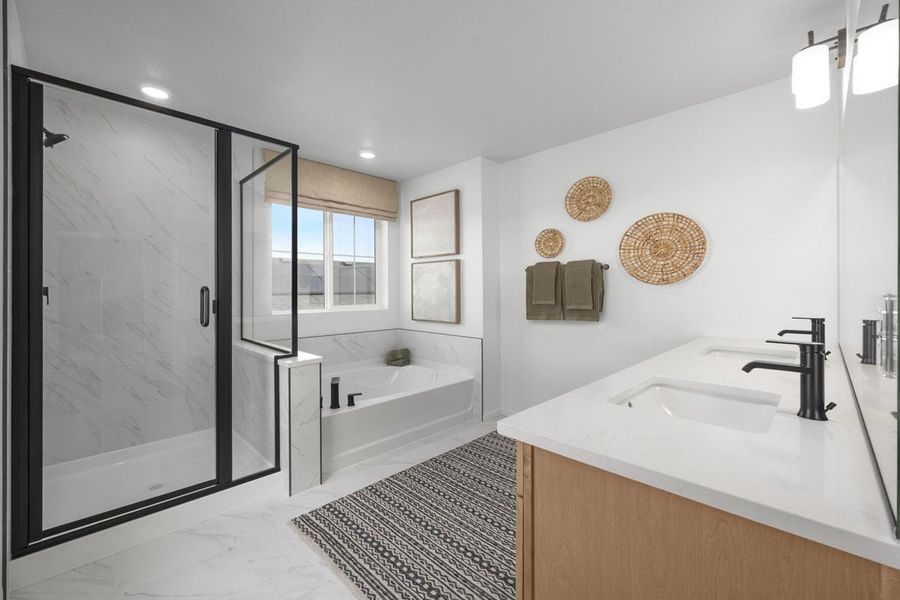 Tub and separate shower at primary bath