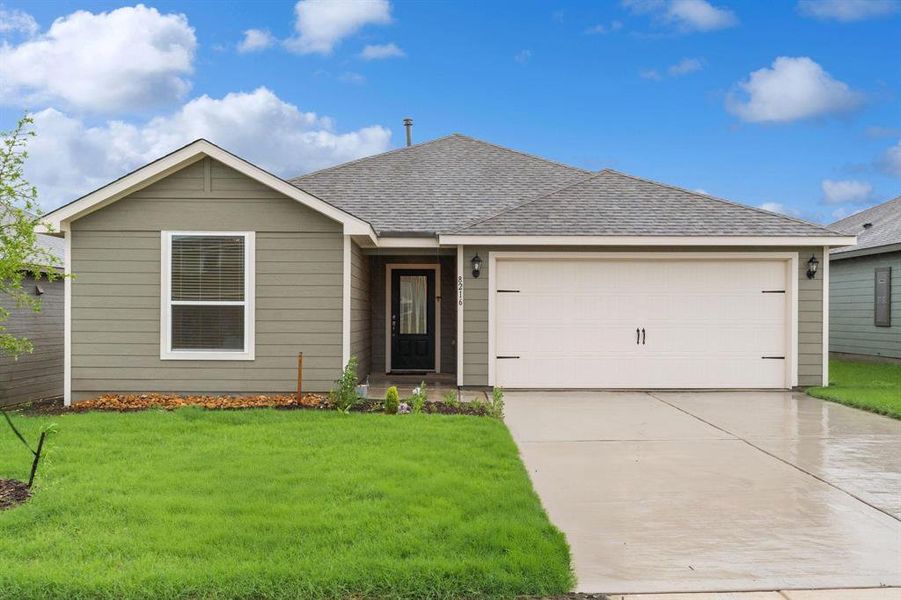 Front exterior of a new home in Big Sky Estates, Ponder, TX, highlighting curb appeal (Image 2). Front exterior of a new home in Big Sky Estates, Ponder, TX, highlighting curb appeal (Image 2).