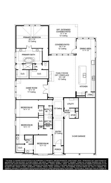 2D floor plan layout of this home in Sienna 60', Missouri City, TX (Image 2).