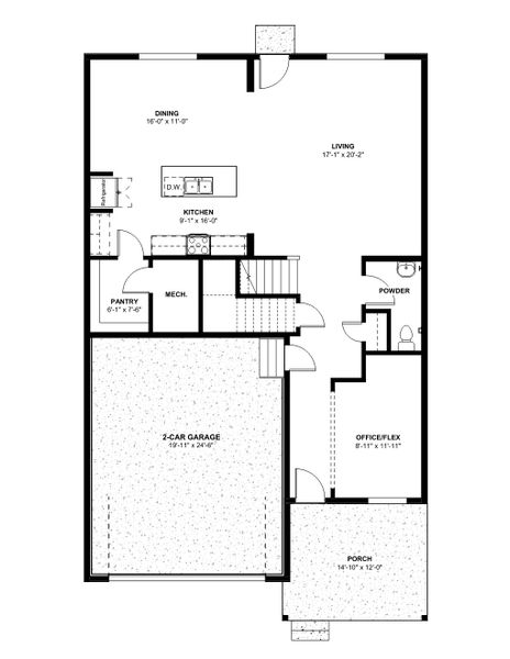 2D floor plan layout for the Oakley by Hartford Homes in Bloom, Fort Collins, CO (Image 5).