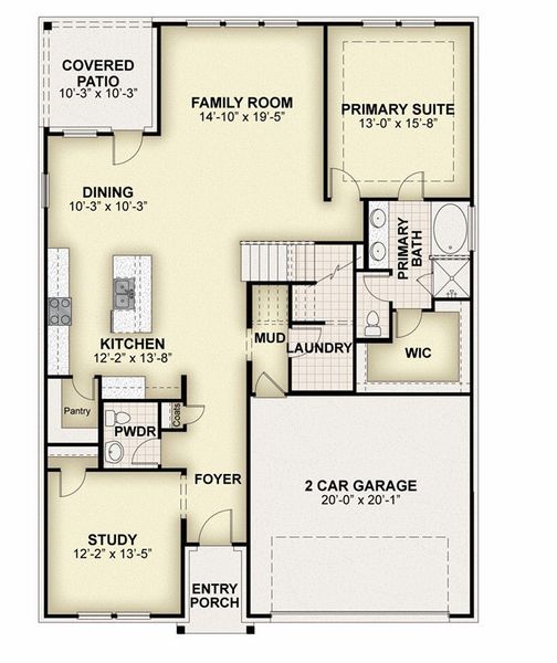2D floor plan layout for the Replublic by Rockwell Homes in Wildflower Ranch, Fort Worth, TX (Image 5).