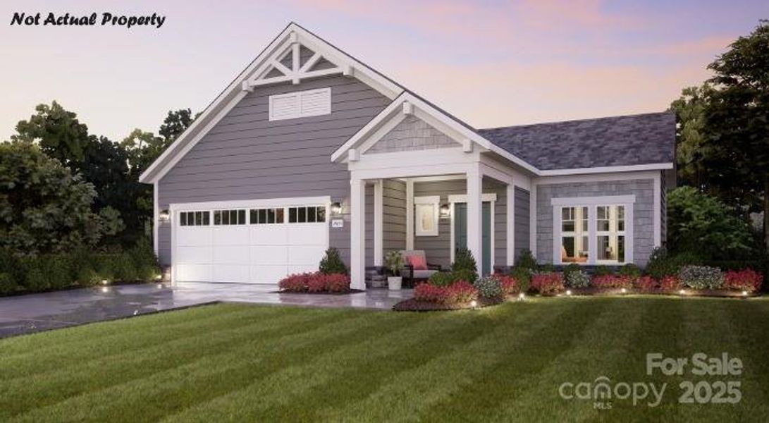 Front exterior of a new home in The Courtyards at Hodges Farm, Charlotte, NC, highlighting curb appeal (Image 1). Front exterior of a new home in The Courtyards at Hodges Farm, Charlotte, NC, highlighting curb appeal (Image 1).