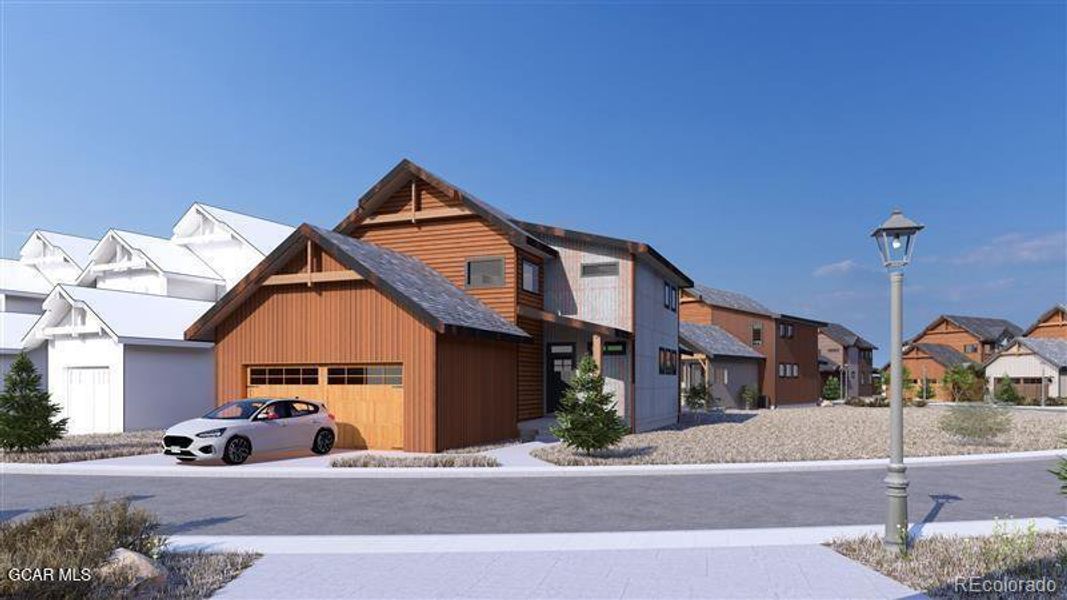 Front exterior of a new home in , Granby, CO, highlighting curb appeal (Image 10). Front exterior of a new home in , Granby, CO, highlighting curb appeal (Image 10).