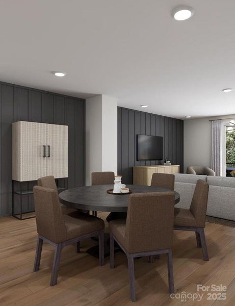 Dining Room Bridging Great Room and Kitchen. *Virtual Rendering | Actual Finishes and Structural Selections May Vary. Dining Room Bridging Great Room and Kitchen. *Virtual Rendering | Actual Finishes and Structural Selections May Vary.