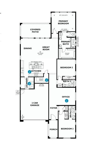 2D floor plan layout for the 4033 by Shea Homes in Skymark at Northpointe, Peoria, AZ (Image 3).