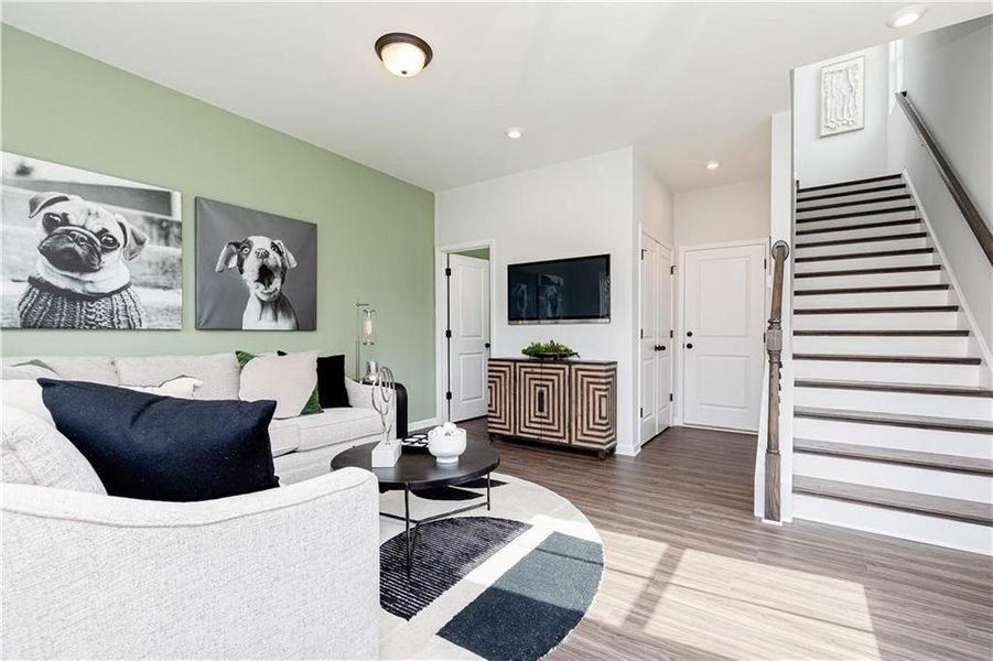 Furnished interior view inside a new home in Westside Bend at Proctor Creek Townhomes, Atlanta (Image 14). Furnished interior view inside a new home in Westside Bend at Proctor Creek Townhomes, Atlanta (Image 14).