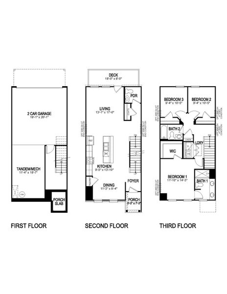 2D floor plan layout for the ADDINGTON by D.R. Horton in Waypoint, Flowery Branch, GA (Image 3).