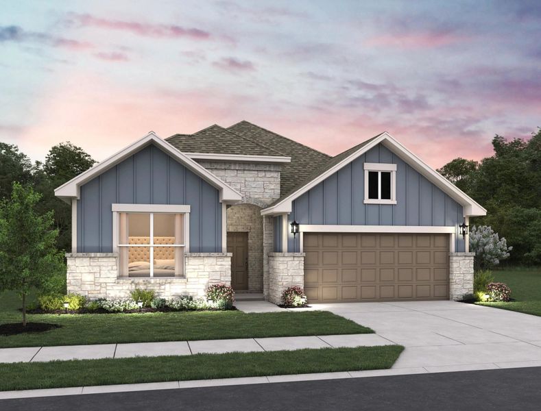 Representative exterior photo of a completed home built from the Del Rio by Ashton Woods in The Heights at Saddlebrook Ranch 60's, Schertz, TX (Image 21). Representative exterior photo of a completed home built from the Del Rio by Ashton Woods in The Heights at Saddlebrook Ranch 60's, Schertz, TX (Image 21).