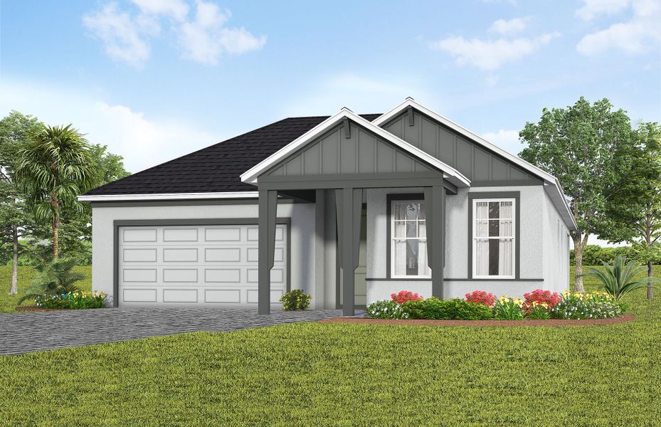 Representative exterior photo of a completed home built from the Coral by Pulte Homes in Lakehaven Estates, Clermont, FL (Image 15). Representative exterior photo of a completed home built from the Coral by Pulte Homes in Lakehaven Estates, Clermont, FL (Image 15).