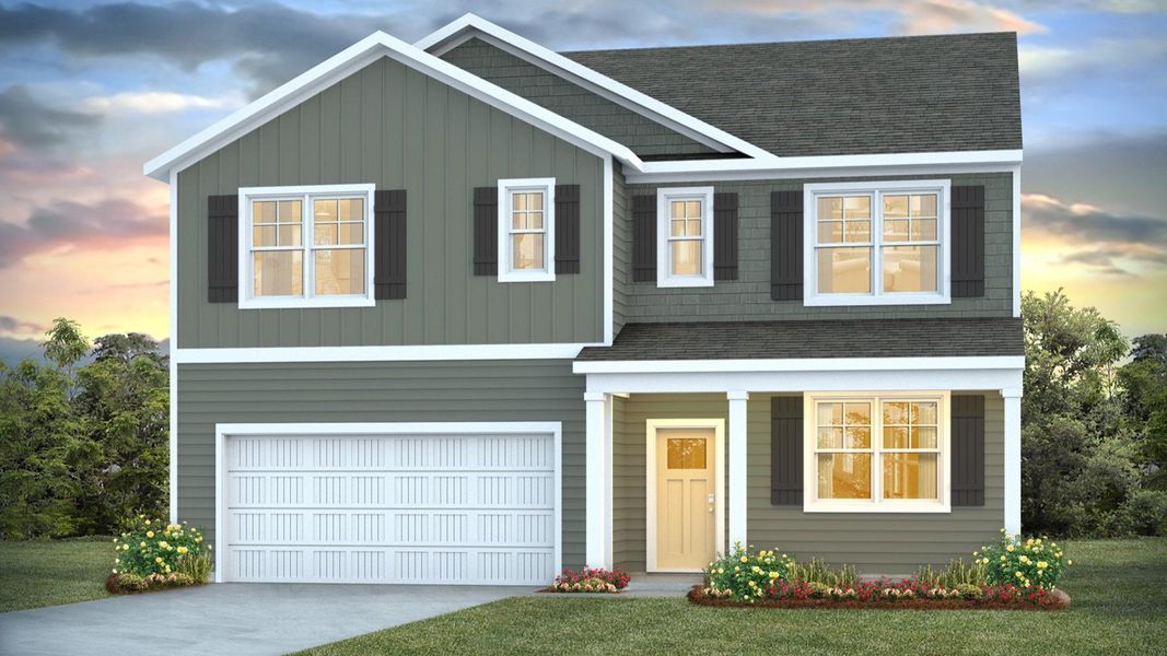 Front exterior of a new home in Eagle Creek, Bolivia, NC, highlighting curb appeal (Image 1).