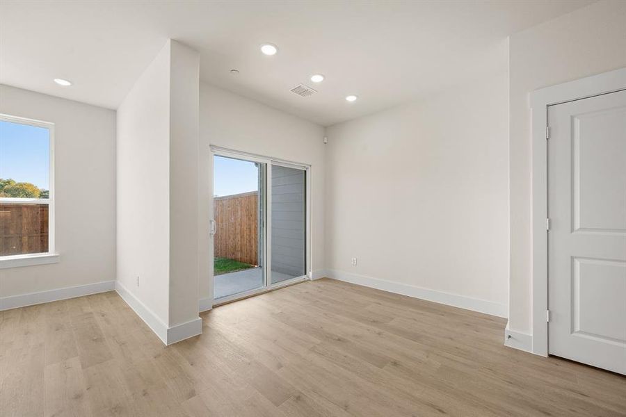 You'll enjoy a view to the private, fenced back yard from this great dining room. You'll enjoy a view to the private, fenced back yard from this great dining room.