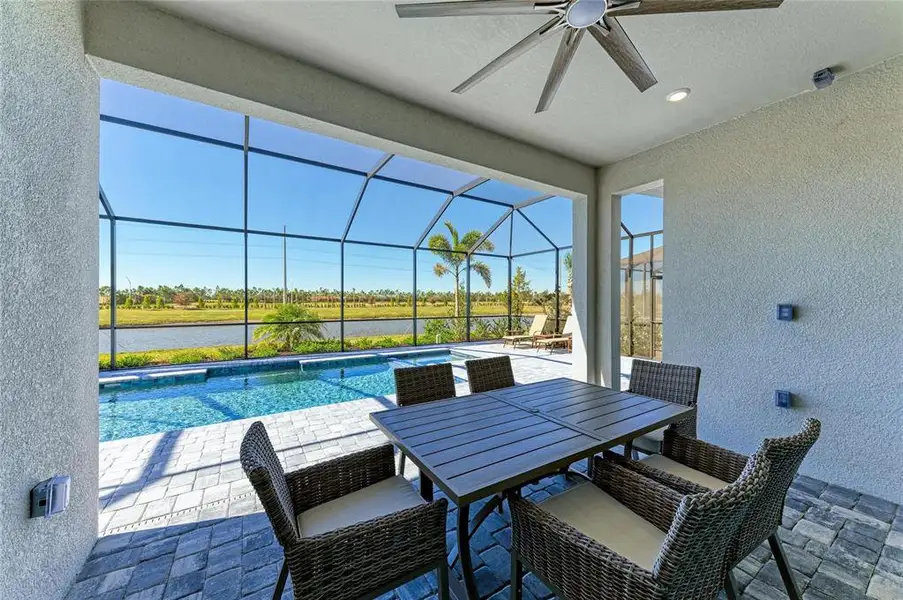 Exterior details and patio area of a home in Calusa Country Club, Lakewood Ranch (Image 3).
