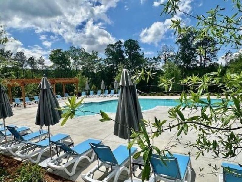 The Ward's Crossing swimming pool is built and ready for Summer! *Please note that pictures shown are of the Jacobsen II floorplan but they are not of the actual home listed.