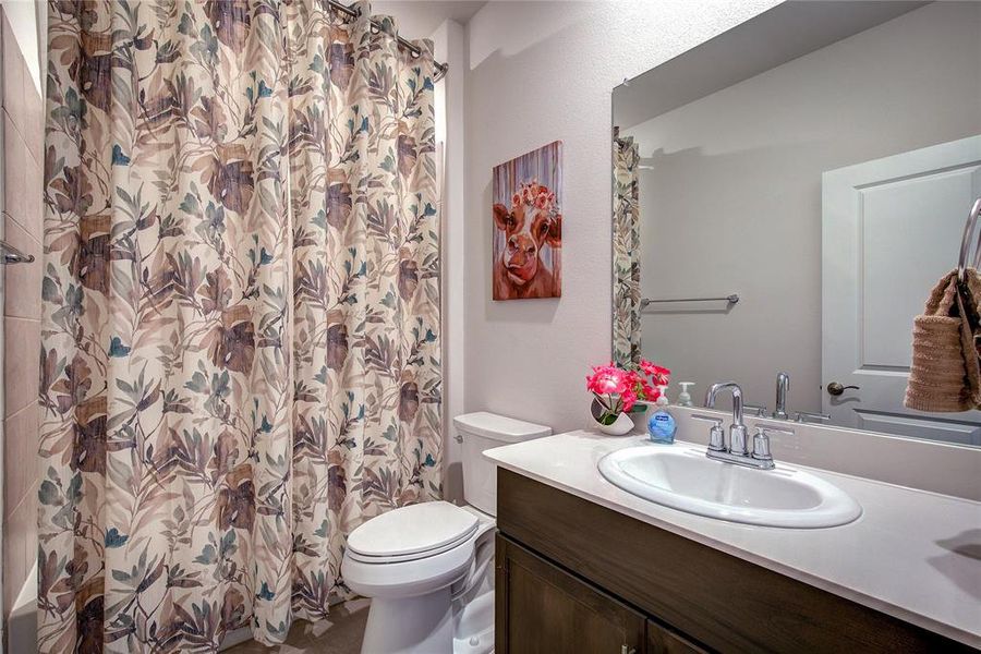 Bathroom featuring vanity and toilet