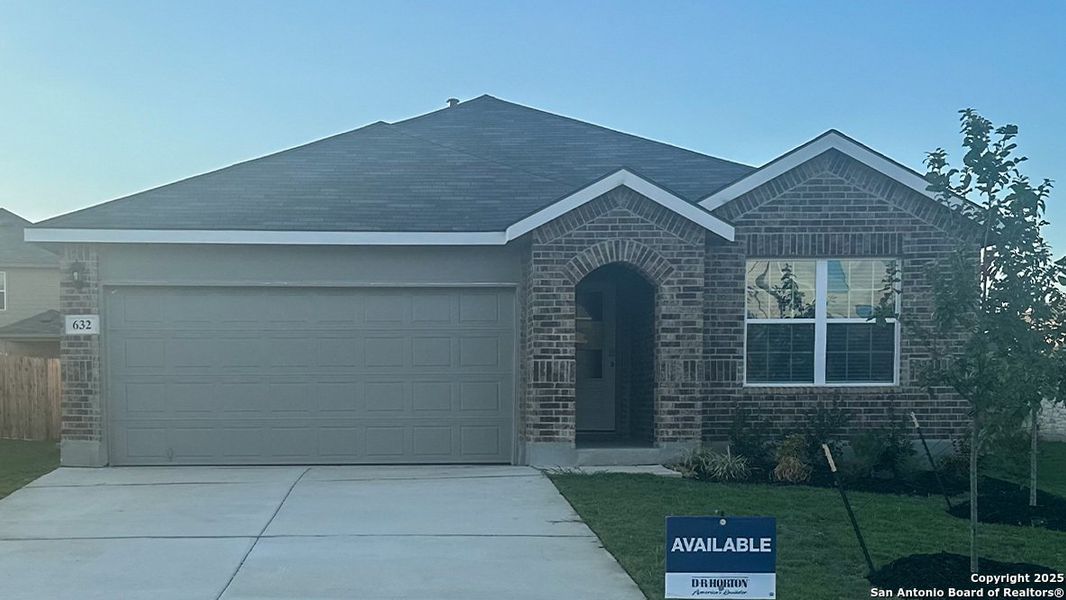 Front exterior of a new home in Steele Creek, Cibolo, TX, highlighting curb appeal (Image 2).