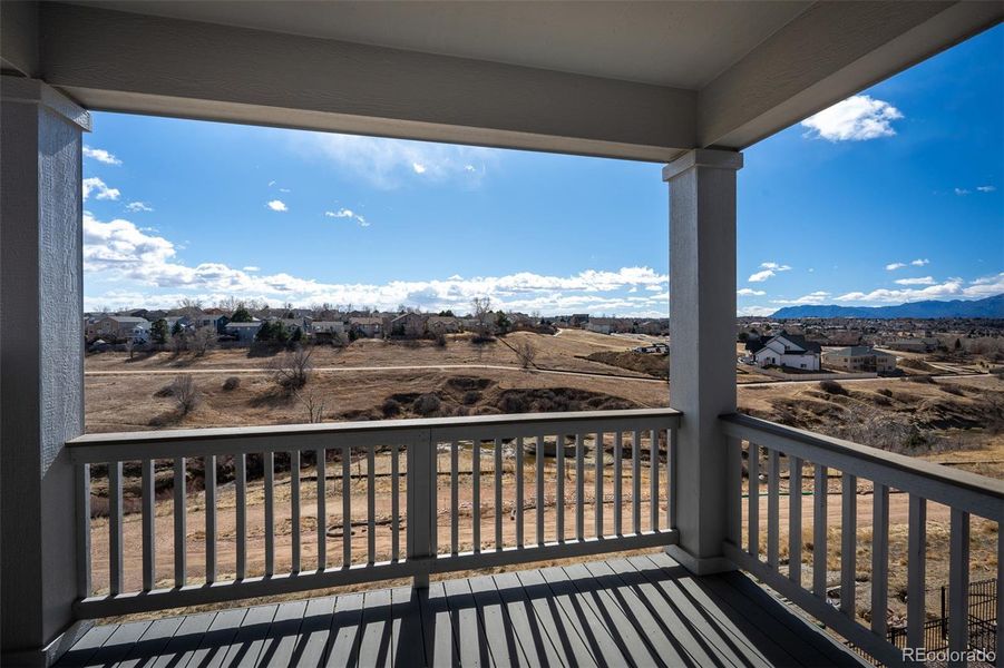 Exterior details and patio area of a home in Trailside at Cottonwood Creek, Colorado Springs (Image 24).