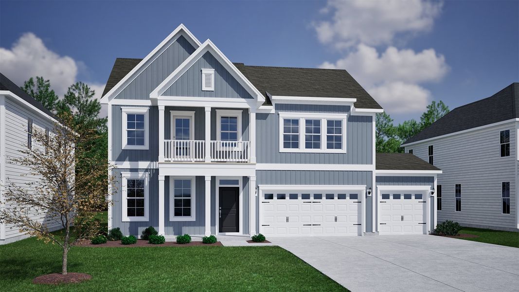 Representative exterior photo of a completed home built from the Edisto - Vanguard Collection by Mungo Homes in Lilah Grove, Summerfield, NC (Image 12).