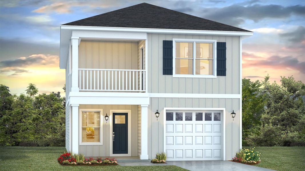 Representative exterior photo of a completed home built from the The Monroe by D.R. Horton in WindMark Beach, Port Saint Joe, FL (Image 27).