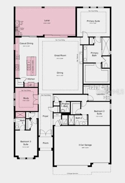 2D floor plan layout of this home in Esplanade at Wellen Park, Englewood, FL (Image 3).