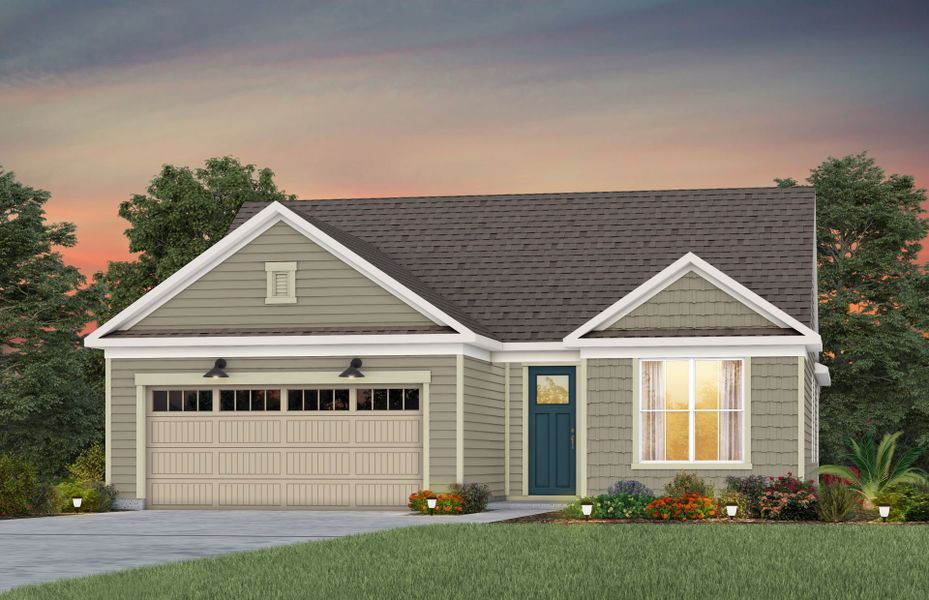 Front exterior of a new home in Carolina Riverside, Belmont, NC, highlighting curb appeal (Image 19).